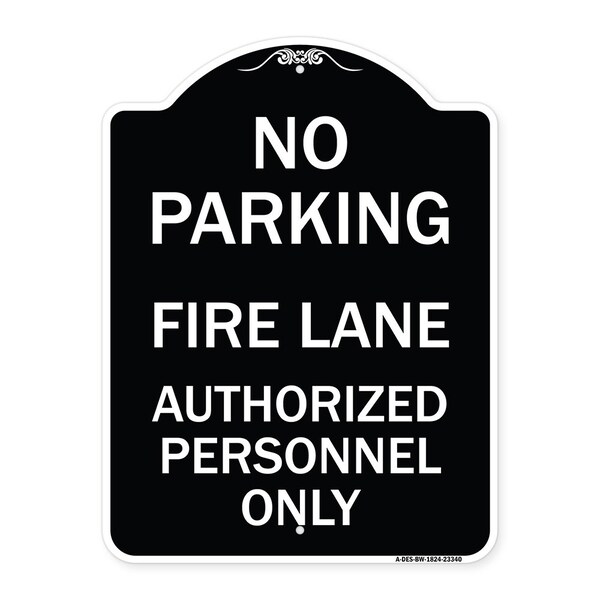 Parking Fire Lane Authorized Personnel Heavy-Gauge Aluminum Sign, 24" x 18", BW-1824-23340